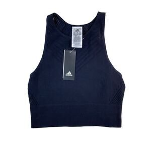 NWT Adidas Women's Size M Black Ribbed WRPKNT Athletic Top $60